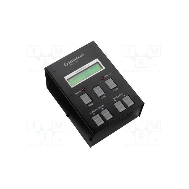 1 pcs x MONACOR - DMX-1TEST - Tester: DMX, LCD, 3pin XLR socket,3pin XLR plug, 141x105x58mm