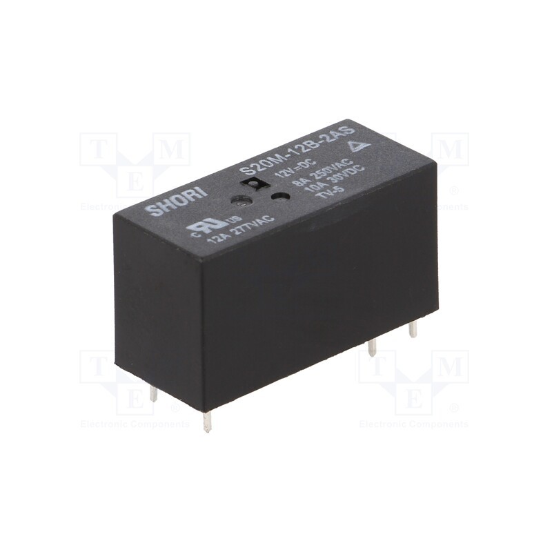 1 pcs x SHORI ELECTRIC - S20M-12B-2AS - Relay: electromagnetic, DPST-NO, Ucoil: 12VDC, Icontacts max: 10A