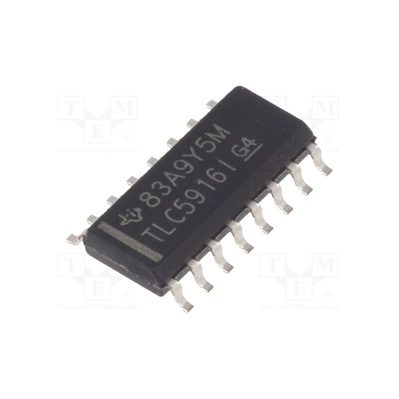 1 pcs x TEXAS INSTRUMENTS - TLC5916ID - IC: driver, LED driver, SO16, 20V, Ch: 8, thermal protection, 120mA