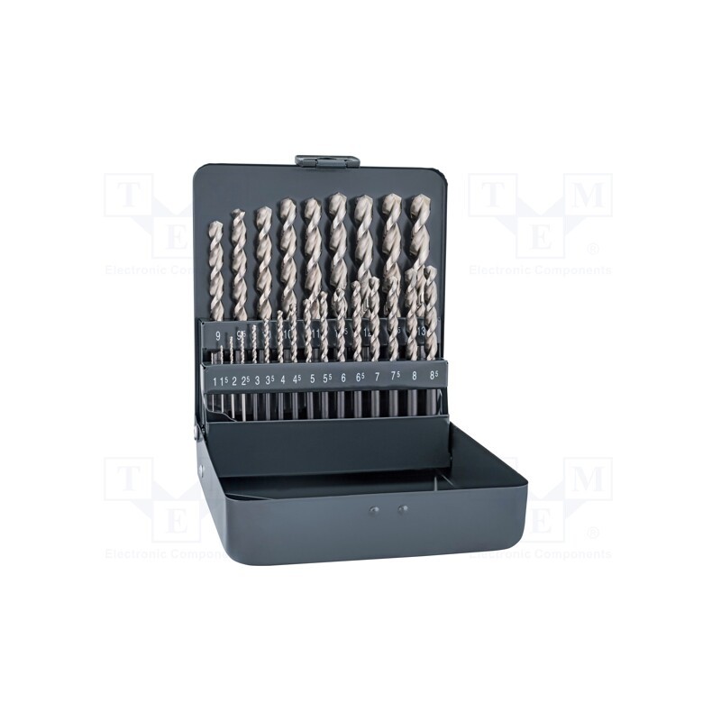 1 set x ALPEN-MAYKESTAG - 100625100 - Drill set, for metal, high speed steel cobalt HSS-E, metal case