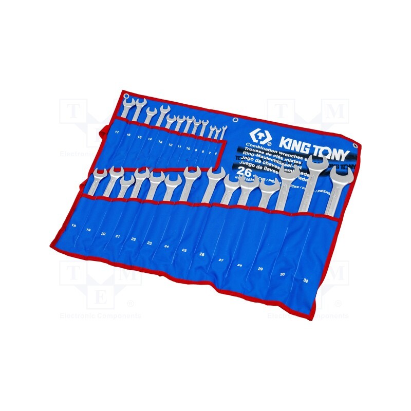 1 set x KING TONY - 1226MRN - Wrenches set, combination spanner, 26pcs.