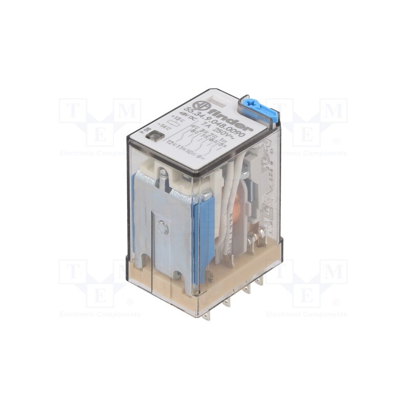 1 pcs x FINDER - 55.34.9.048.0090 - Relay: electromagnetic, 4PDT, Ucoil: 48VDC, Icontacts max: 7A