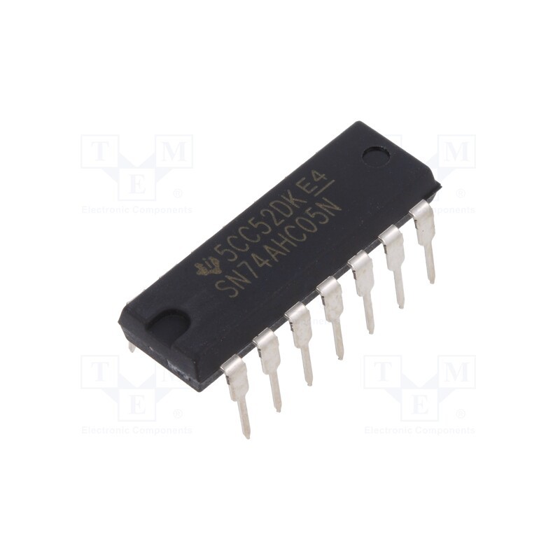 1 pcs x TEXAS INSTRUMENTS - SN74AHC05N - IC: digital, NOT, Ch: 6, CMOS, THT, DIP14, 2÷5.5VDC, -40÷85°C,