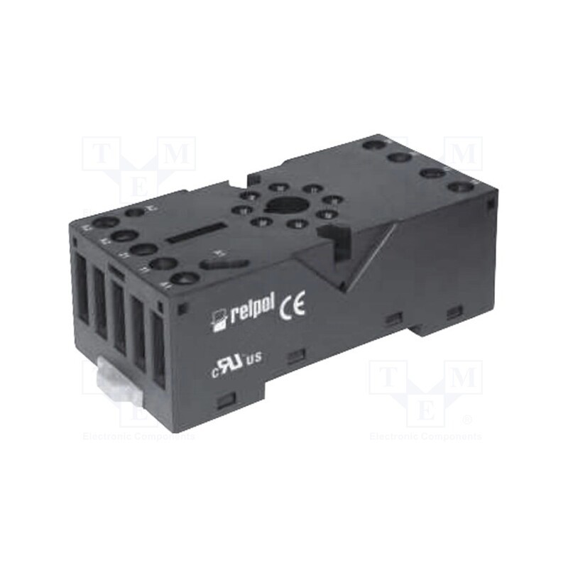 1 pcs x RELPOL - GZP8 (BLACK) - Socket, PIN: 8, 10A, 250VAC, on panel,for DIN rail mounting, octal