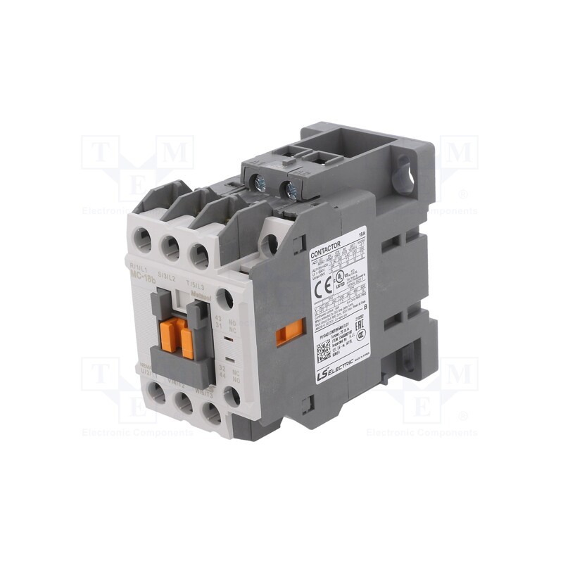 1 pcs x LS ELECTRIC - MC-18B 24VAC 1A1B - Contactor: 3-pole, NO x3, Auxiliary contacts: NO + NC, 24VAC, 18A