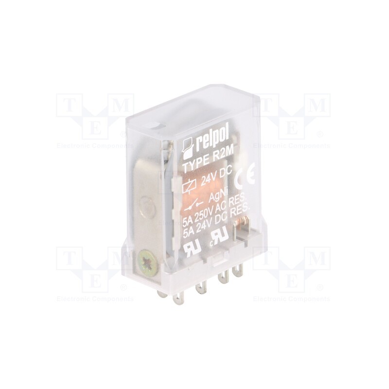 1 pcs x RELPOL - R2M-2012-23-1024 - Relay: electromagnetic, DPDT, Ucoil: 24VDC, Icontacts max: 10A
