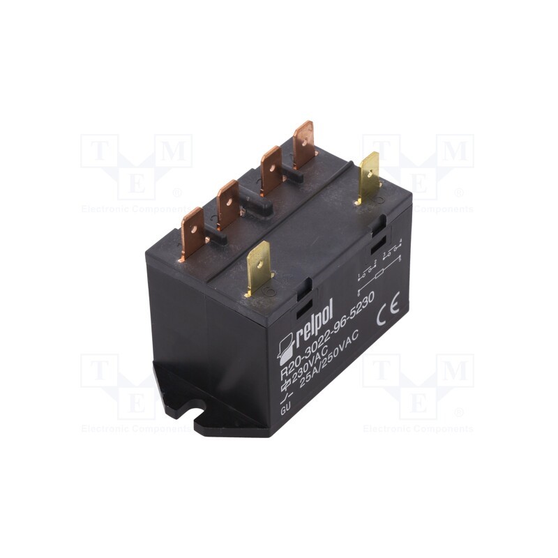 1 pcs x RELPOL - R20-3022-96-5230 - Relay: electromagnetic, DPST-NO, Ucoil: 230VAC, 25A, Series: R20