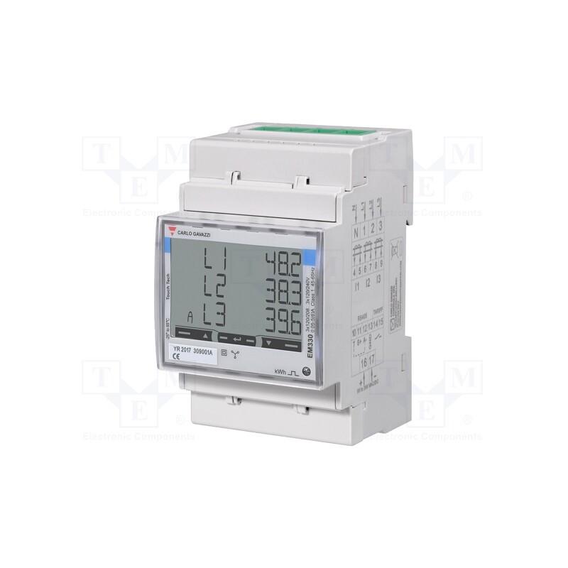 1 pcs x CARLO GAVAZZI - EM330DINAV53HS1PFB - Counter, digital,mounting, for DIN rail mounting, three-phase