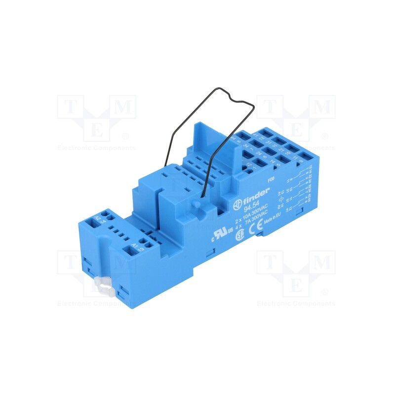 1 pcs x FINDER - 94.54.SMA - Socket, PIN: 14, 10A, 250VAC, for DIN rail mounting, spring clamps