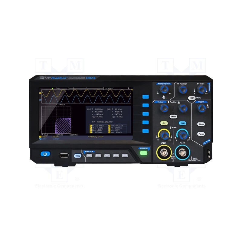 1 pcs x PEAKTECH - P 1404 - Oscilloscope: digital, DSO, Ch: 2, 100MHz, 1Gsps, 10kpts, LCD TFT 7'