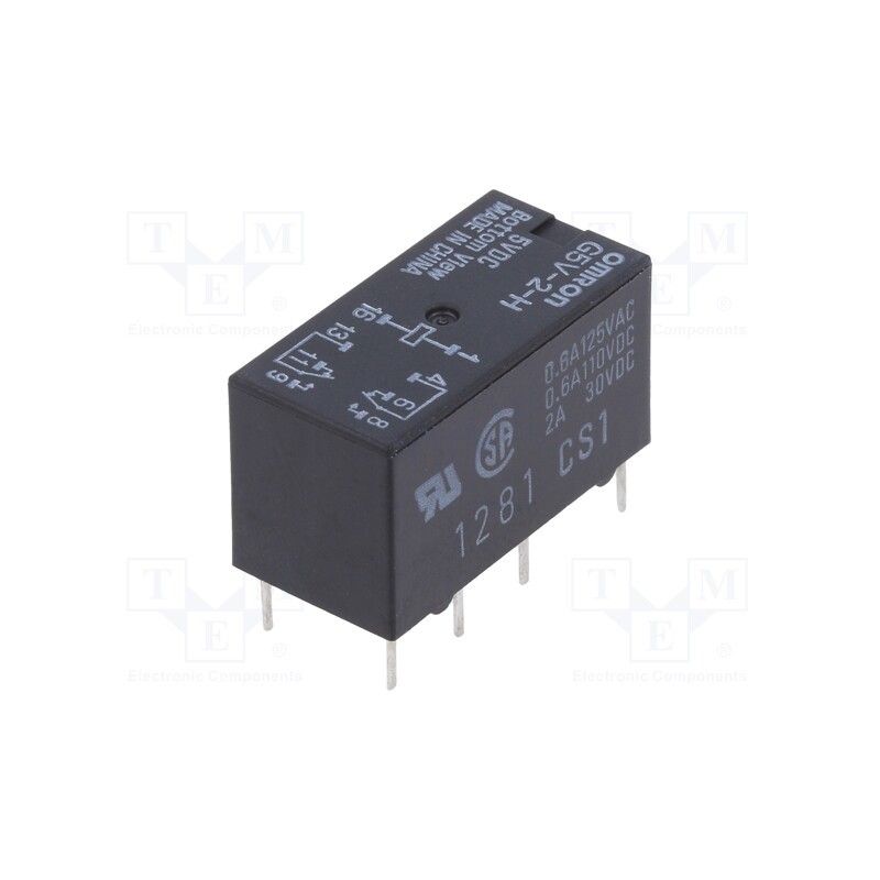 1 pcs x OMRON OCB - G5V-2-H 5DC - Relay: electromagnetic, DPDT, Ucoil: 5VDC, Icontacts max: 2A, PCB