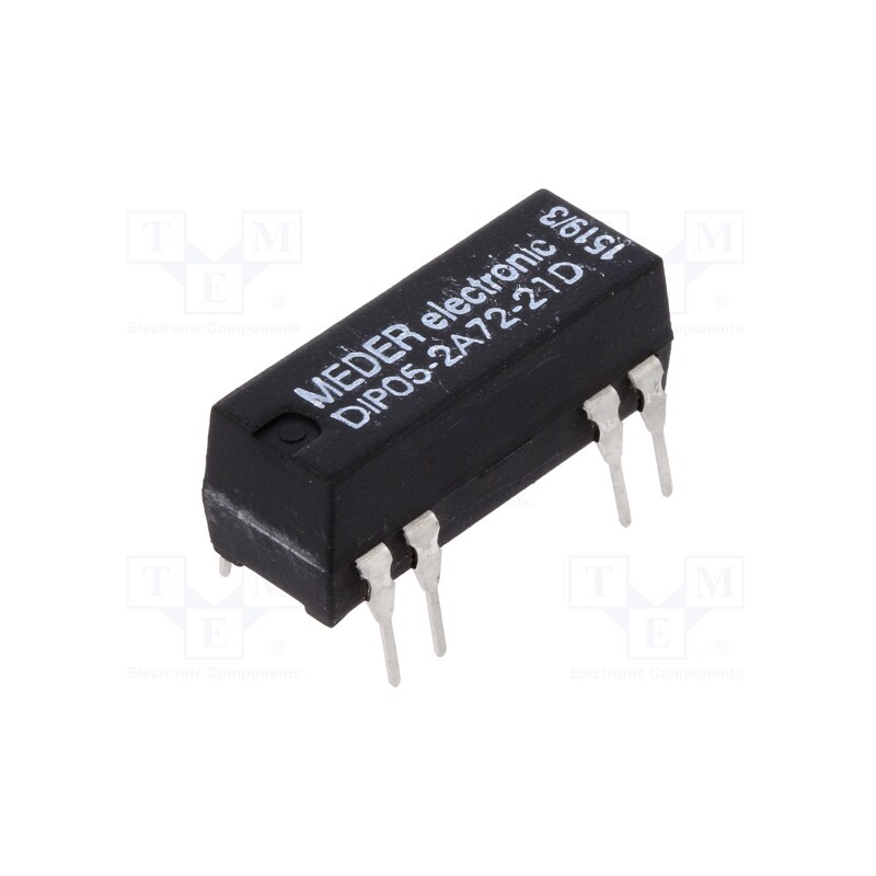 1 pcs x MEDER - DIP05-2A72-21D - Relay: reed switch, DPST-NO, Ucoil: 5VDC, 1A, max.200VDC, 125mW, PCB