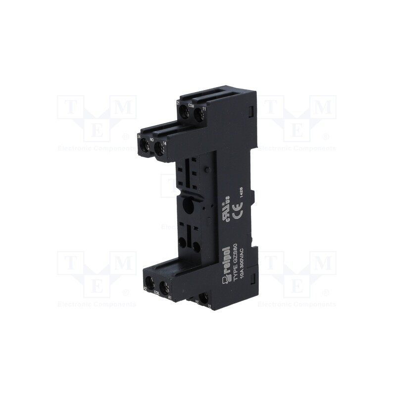 1 pcs x RELPOL - GZ80 - Socket, PIN: 8, 12A, 300VAC, on panel,for DIN rail mounting