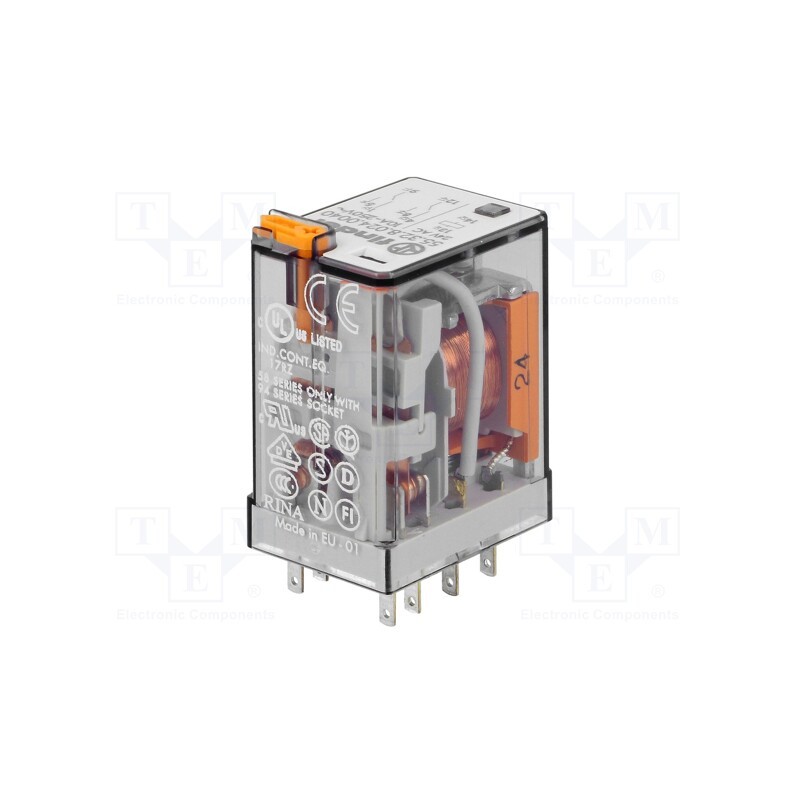 1 pcs x FINDER - 55.32.8.024.0040 - Relay: electromagnetic, DPDT, Ucoil: 24VAC, Icontacts max: 20A