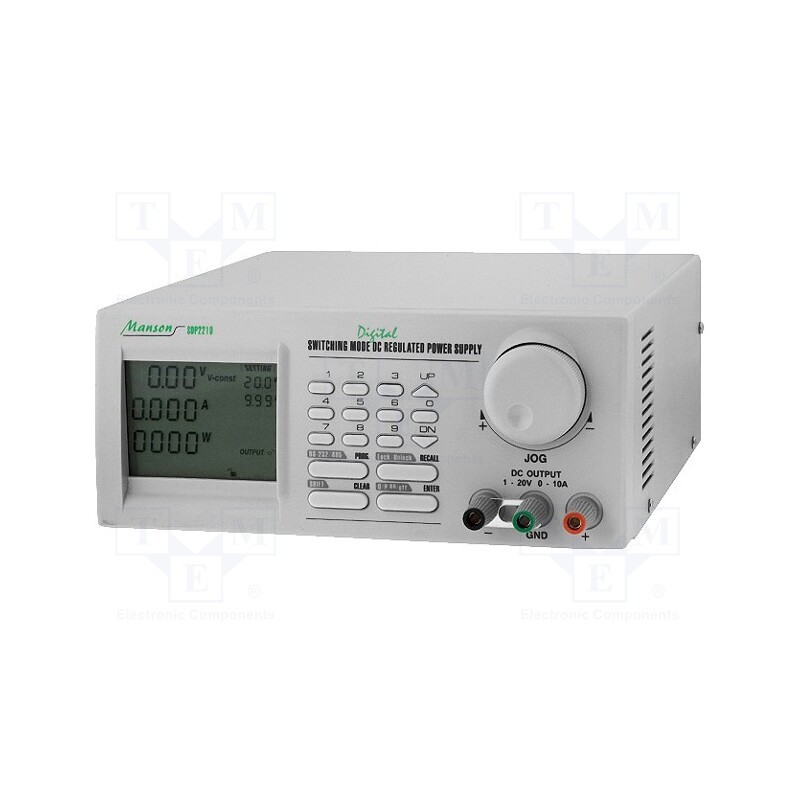 1 pcs x MANSON - SDP-2210 - Power supply: programmable laboratory, Ch: 1, 1÷20VDC, 0÷10A, 48mm