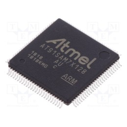1 pcs x MICROCHIP TECHNOLOGY - AT91SAM7X128C-AU - IC: ARM7TDMI microcontroller, LQFP100, 3÷3.6VDC, AT91
