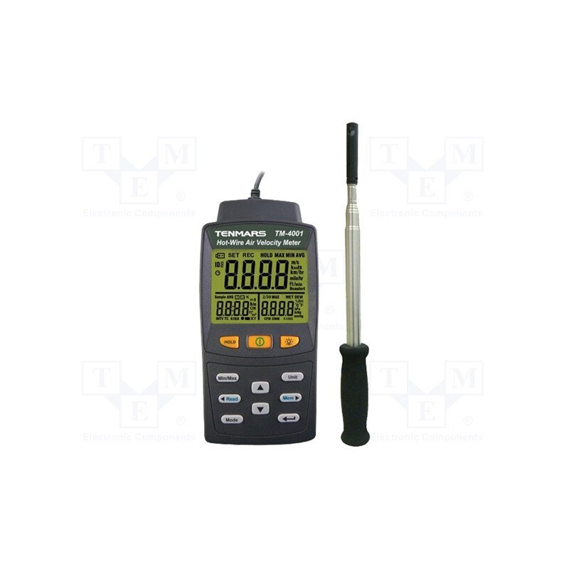 1 pcs x TENMARS - TM-4002 - Thermoanemometer, LCD, Velocity measuring range: 0÷25m/s, ±3.5%