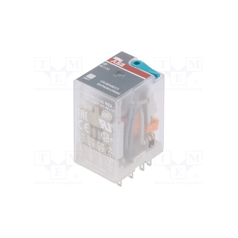 1 pcs x ABB - 1SVR405612R6000 - Relay: electromagnetic, 3PDT, Ucoil: 48VDC, Icontacts max: 10A