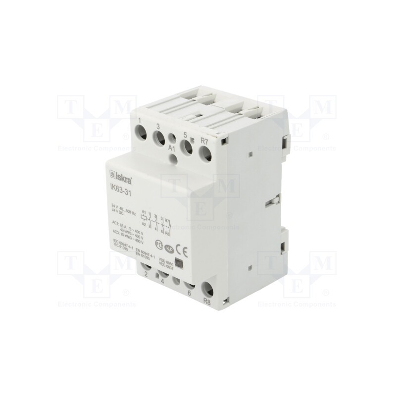 1 pcs x ISKRA - 30.045.599 - Contactor: 4-pole installation, 63A, 24VAC, NC + NO x3