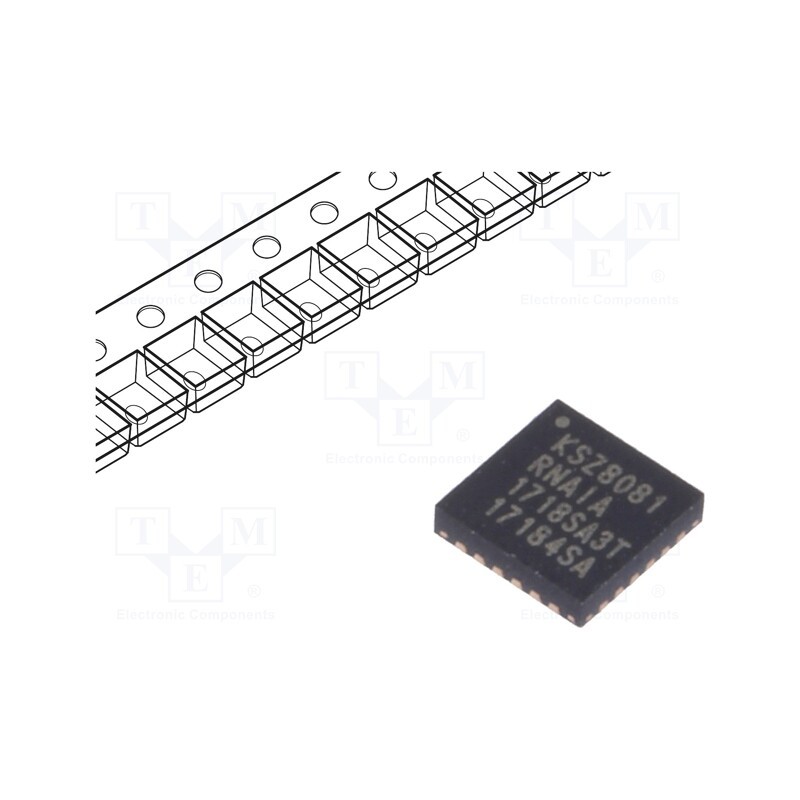 1 pcs x MICROCHIP TECHNOLOGY - KSZ8081RNAIA-TR - IC: transceiver, 10/100Base-T, MDC,MDI,MDI-X,MDIO,RMII, QFN24