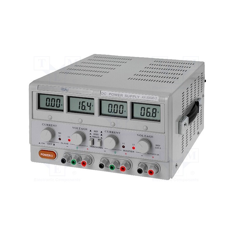 1 pcs x AXIOMET - AX-3005D-3 - Power supply: laboratory, linear,multi-channel, 0÷30VDC, 0÷5A