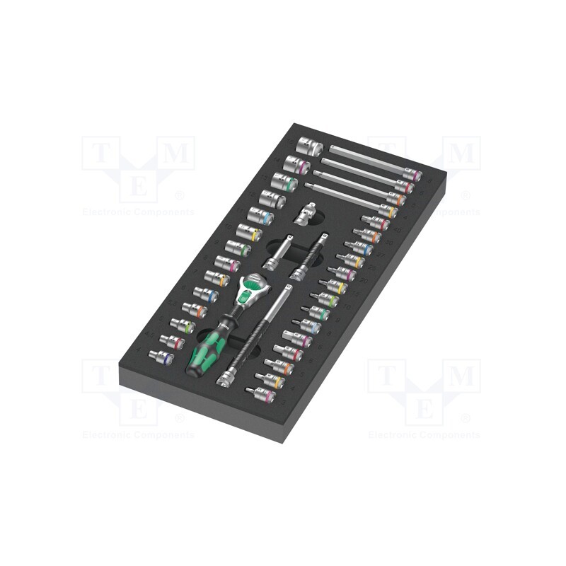 1 set x WERA - 5150110001 - Wrenches set, 6-angles,socket spanner, Mounting: 1/4', 37pcs.