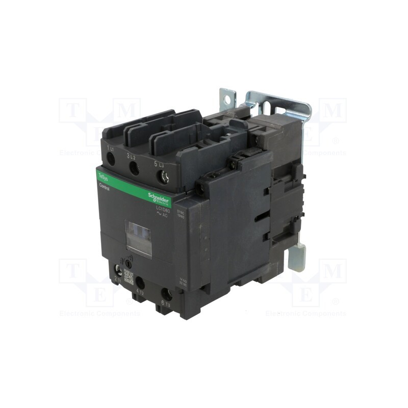 1 pcs x SCHNEIDER ELECTRIC - LC1D80E7 - Contactor: 3-pole, NO x3, Auxiliary contacts: NO + NC, 48VAC, 80A