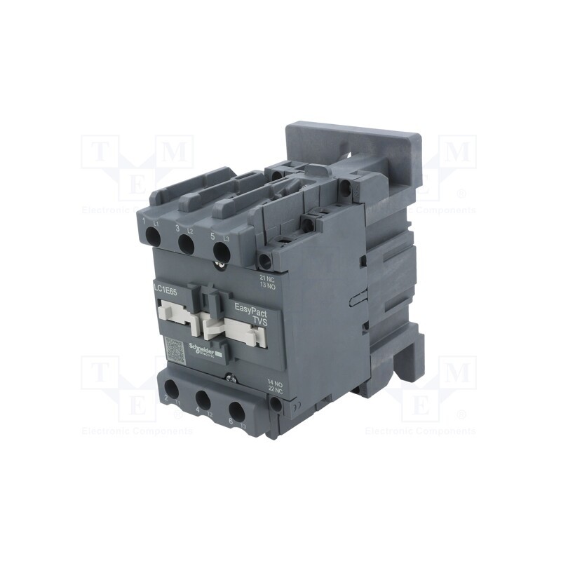 1 pcs x SCHNEIDER ELECTRIC - LC1E65P7 - Contactor: 3-pole, NO x3, Auxiliary contacts: NC + NO, 230VAC, 65A