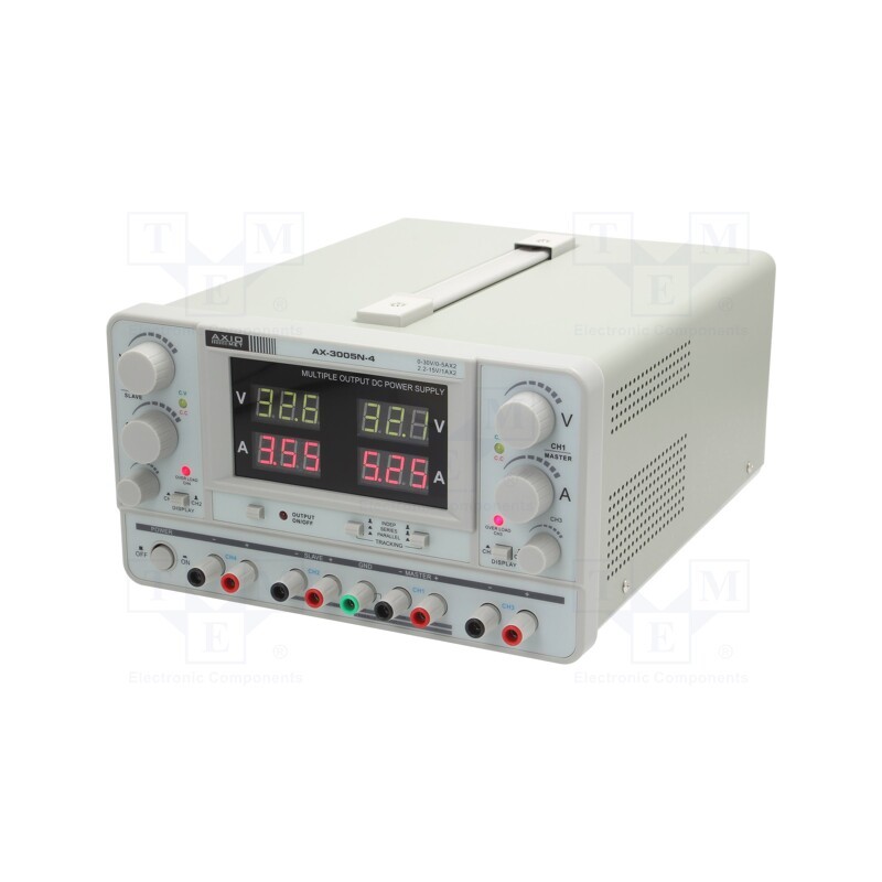 1 pcs x AXIOMET - AX-3005N-4 - Power supply: laboratory, linear,multi-channel, 0÷30VDC, 0÷5A