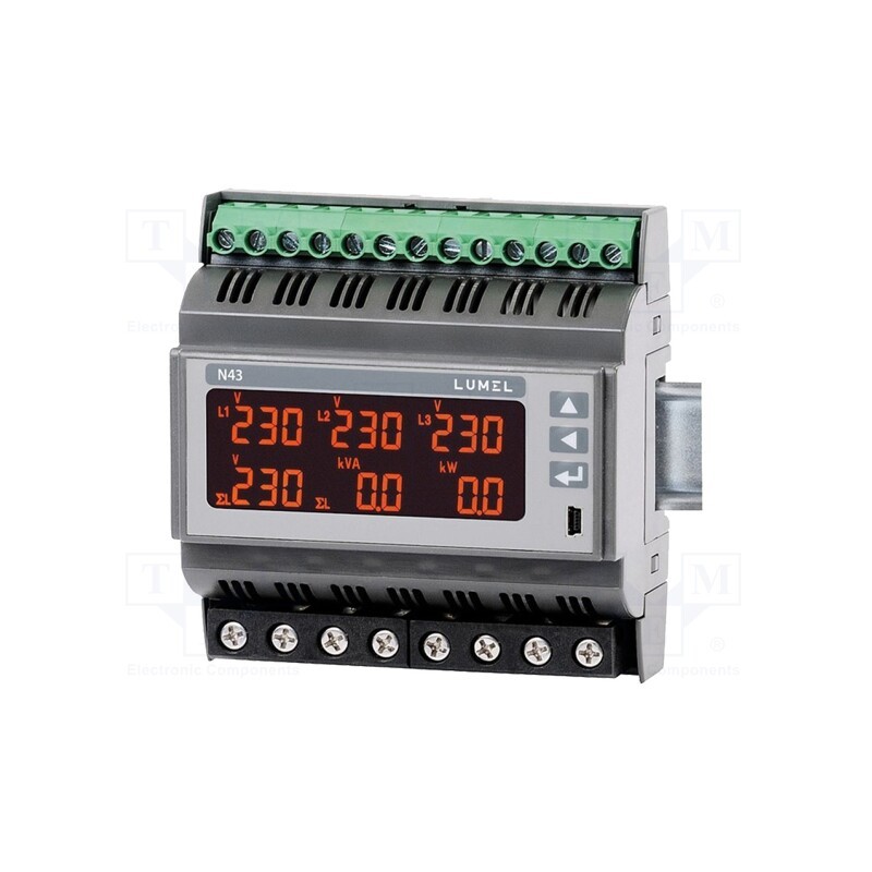 1 pcs x LUMEL - N43 22100M0 - Meter: network parameters, for DIN rail mounting, LCD, N43, 230V