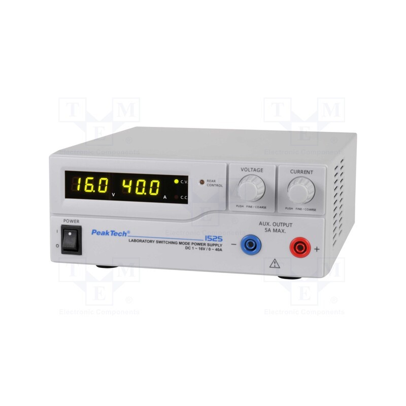 1 pcs x PEAKTECH - P 1525 - Power supply: laboratory, single-channel,adjustable, 1÷16VDC