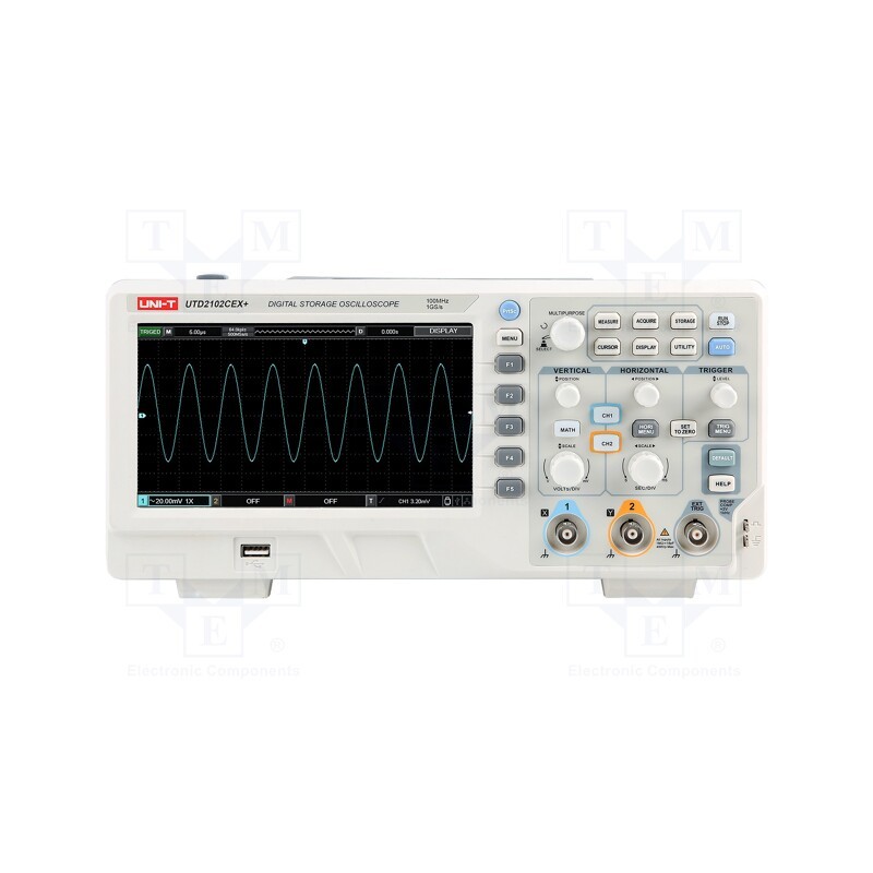 1 pcs x UNI-T - UTD2102CEX+ - Oscilloscope: digital, Ch: 2, 100MHz, 1Gsps, 64kpts, 2n÷50s/div