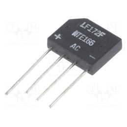 1 pcs x NTE Electronics - NTE166 - Bridge rectifier: single-phase, Urmax: 100V, If: 2A, Ifsm: 60A, flat