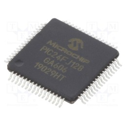 1 pcs x MICROCHIP TECHNOLOGY - PIC24FJ128GA606-I/PT - IC: PIC microcontroller, 128kB, I2C x3,I2S x3,SPI x3,UART x6