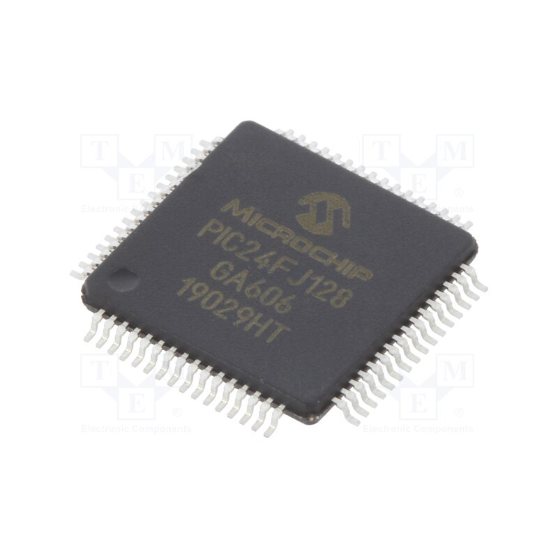 1 pcs x MICROCHIP TECHNOLOGY - PIC24FJ128GA606-I/PT - IC: PIC microcontroller, 128kB, I2C x3,I2S x3,SPI x3,UART x6