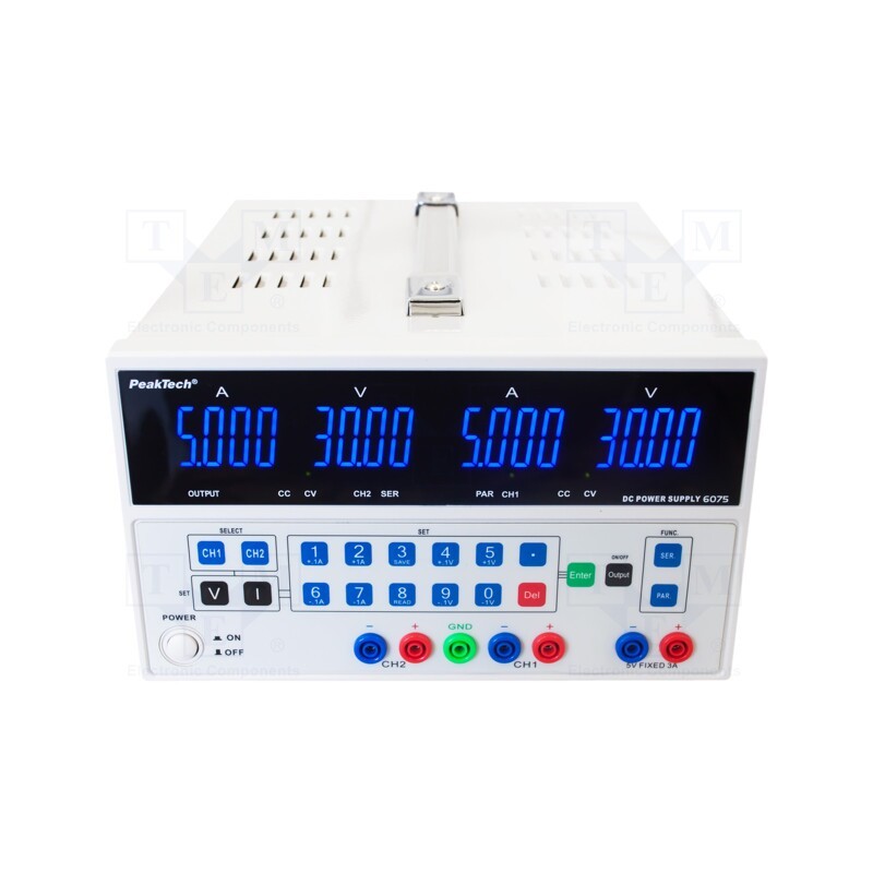 1 pcs x PEAKTECH - P 6075 - Power supply: laboratory, adjustable,multi-channel, 0÷30VDC