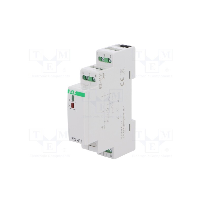 1 pcs x F&F - BIS-411-LED-24V - Relay: installation, bistable,impulse,inrush, NO, 16A, -25÷50°C