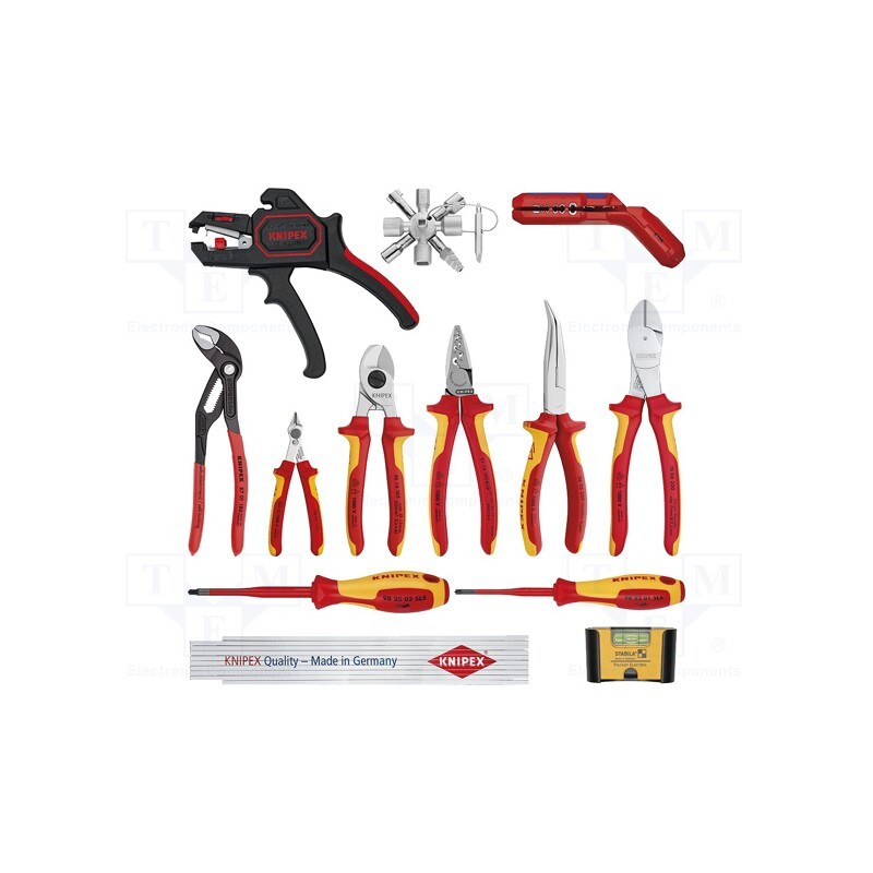 1 set x KNIPEX - 00 20 90 V02 - Kit: general purpose, for electricians, 13pcs.