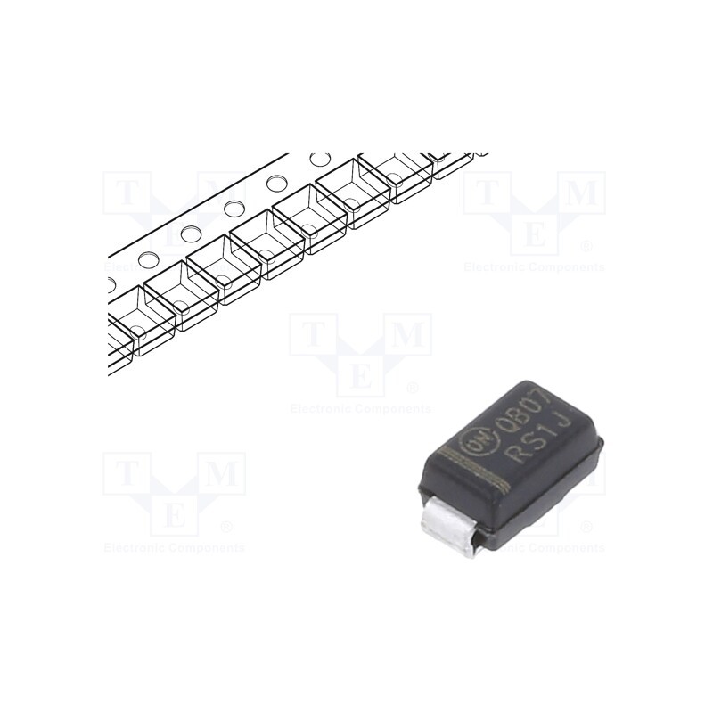 1 pcs x ONSEMI - RS1J - Diode: rectifying, SMD, 600V, 1A, 250ns, SMA, Ufmax: 1.3V, Ifsm: 30A