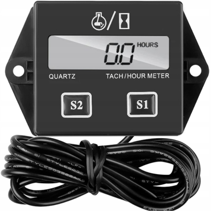 Tachometer, engine hour counter, mower operating time