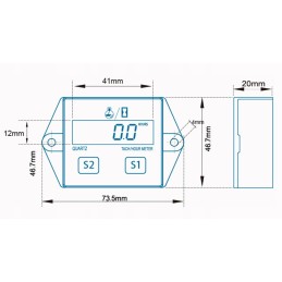 Tachometer, engine hour counter, mower operating time