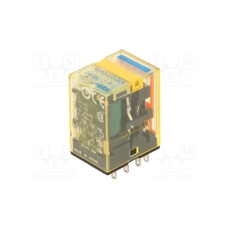 1 pcs x IDEC - RU4S-CD-D24 - Relay: electromagnetic, 4PDT, Ucoil: 24VDC, Icontacts max: 6A, 605Ω