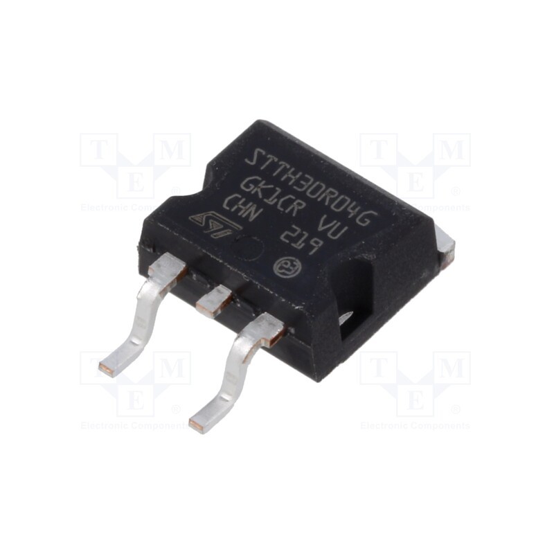 1 pcs x STMicroelectronics - STTH30R04G - Diode: rectifying, SMD, 400V, 30A, 24ns, D2PAK, Ufmax: 0.97V,
