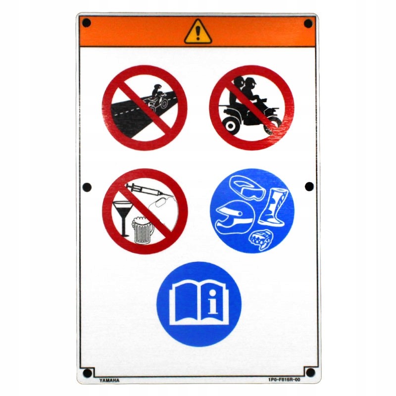 Warning plate yamaha grizzly 350 550 700 1p0 f816r 00 00