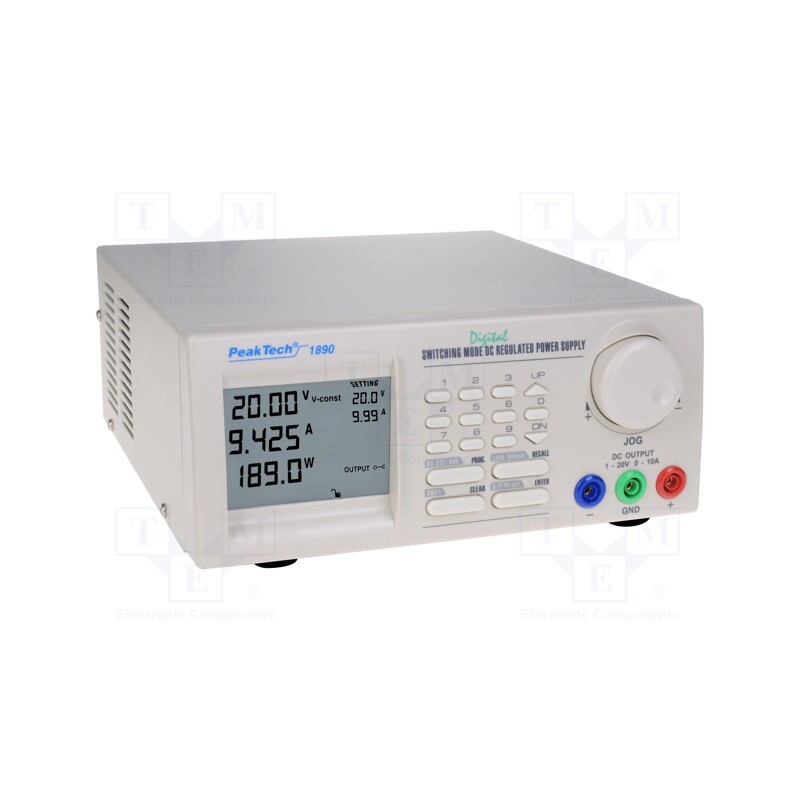 1 pcs x PEAKTECH - P 1890 - Power supply: programmable laboratory, Ch: 1, 1÷20VDC, 1÷10A, 200W