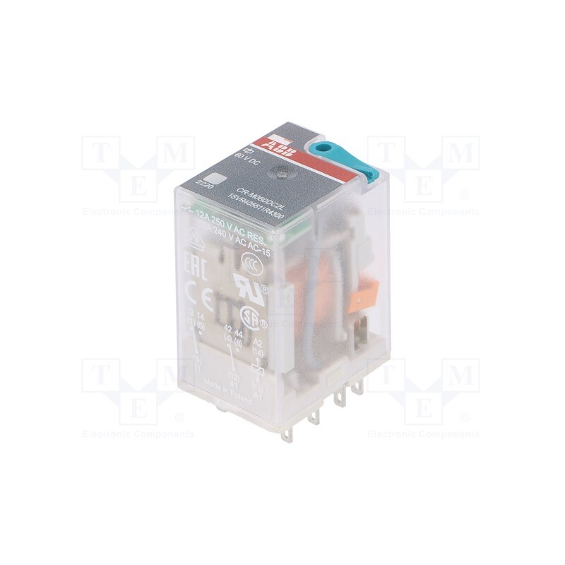 1 pcs x ABB - 1SVR405611R4300 - Relay: electromagnetic, DPDT, Ucoil: 60VDC, Icontacts max: 12A