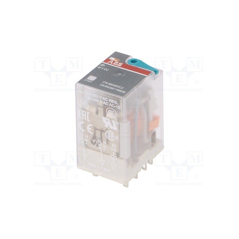 1 pcs x ABB - 1SVR405611R6000 - Relay: electromagnetic, DPDT, Ucoil: 48VDC, Icontacts max: 12A