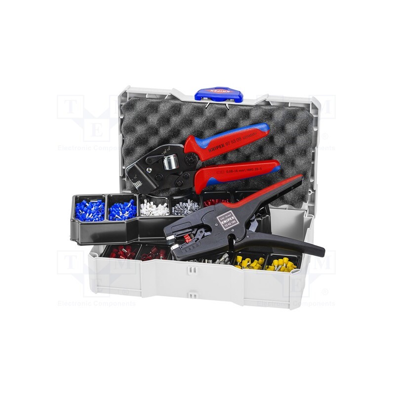 1 set x KNIPEX - 97 90 17 - Kit: for crimping push-on connectors, terminal crimping, case