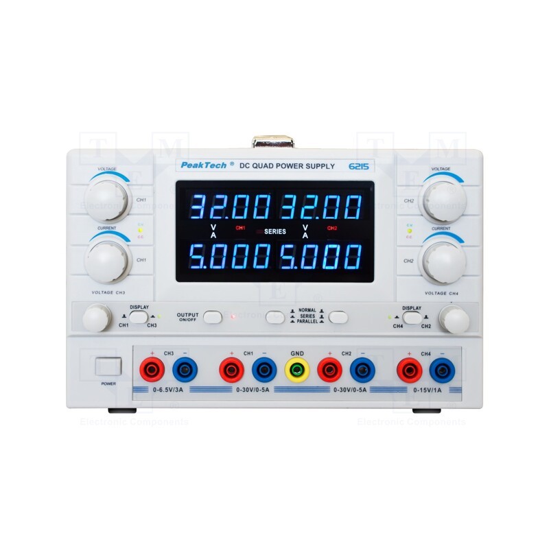 1 pcs x PEAKTECH - P 6215 - Power supply: laboratory, adjustable,multi-channel, 0÷30VDC
