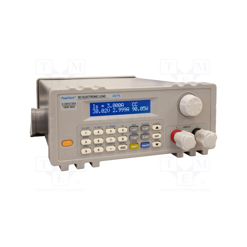 1 pcs x PEAKTECH - P 2275 - Programmable electronic load DC, 0÷360V, 30A, 150W, Display: LCD